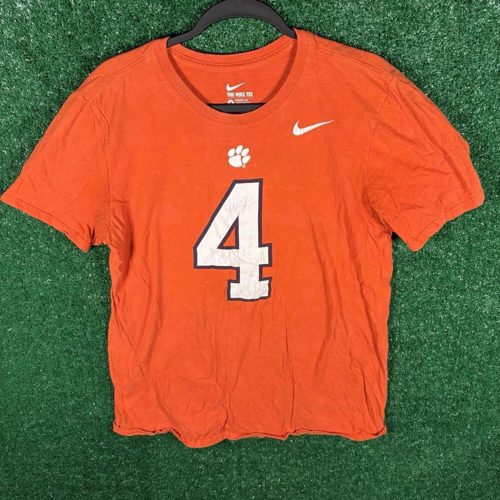Nike Tee Deshaun Watson NCAA Clemson Tigers 2016 Orange Jersey #4 T-Shirt Mens M